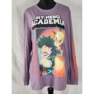 My Hero Academia Izuku Midoriya Katsuki Long Sleeve Graphic Tshirt Anime Mens L